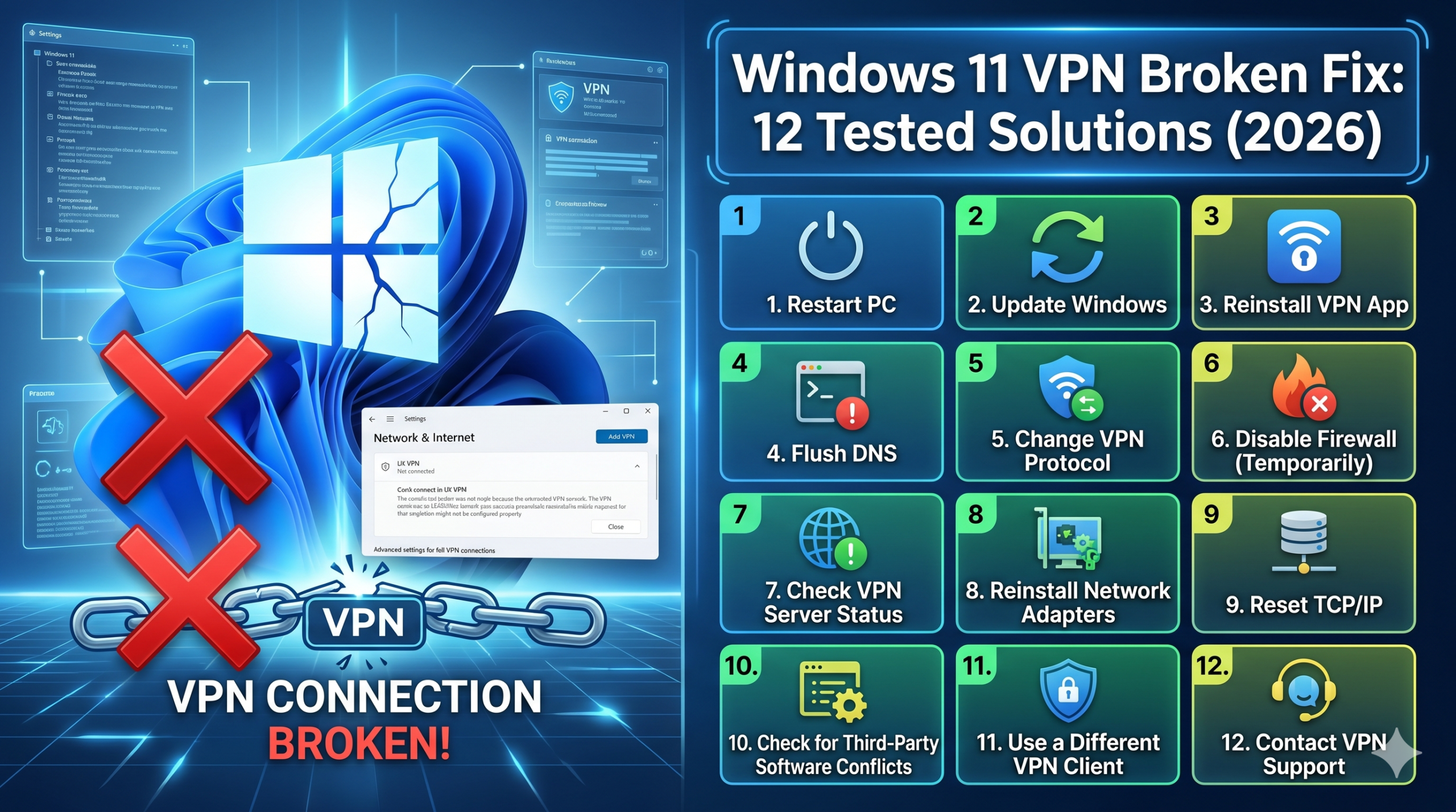 Windows 11 VPN Broken Fix: 12 Tested Solutions (2026)