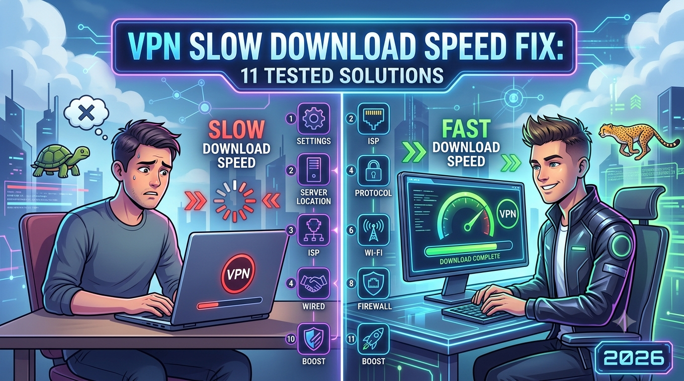 VPN Slow Download Speed Fix: 11 Tested Solutions (2026)