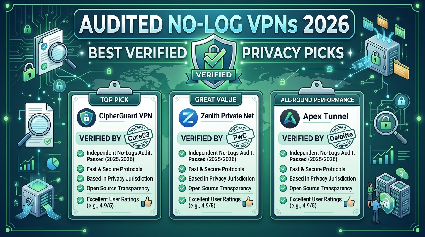 Audited No-Log VPNs 2026: Best Verified Privacy Picks